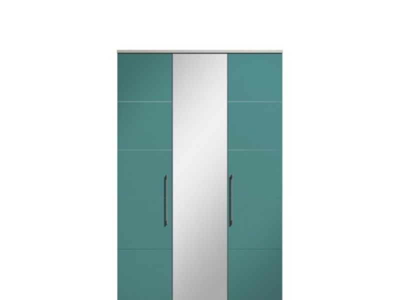 KT Halo Gloss Lagoon 3 Door Wardrobe With Centre Mirror