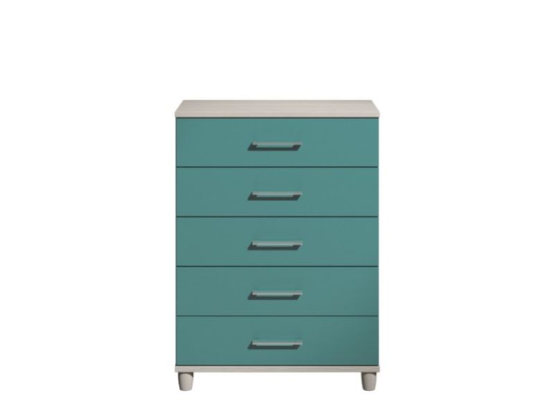KT Halo Gloss Lagoon 5 Drawer Large Chest