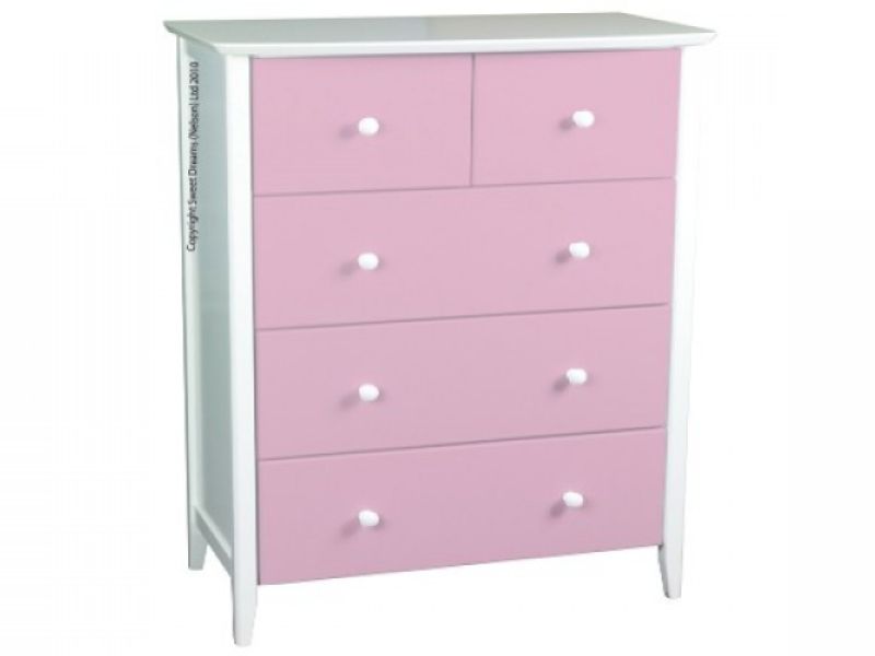 Sweet Dreams Ruby Pink 5 Drawer Chest of Drawers