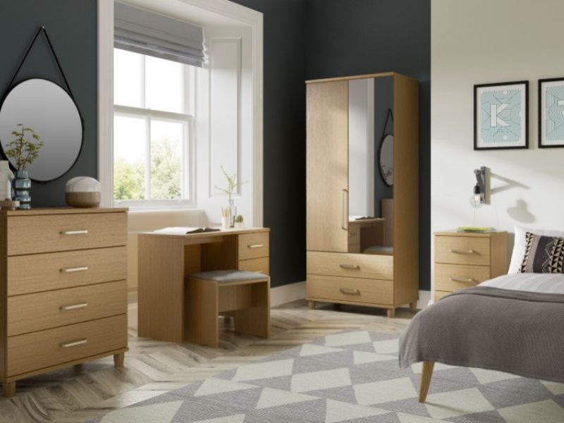 KT Deco Oak 1 Drawer Bedside Pod Chest