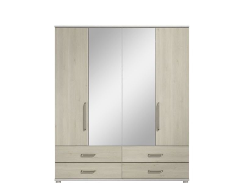 KT Deco Elm 4 Door Mirrored Gents Wardrobe