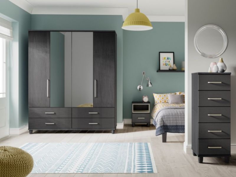KT Deco Black And Graphite 3 Drawer Large Chest
