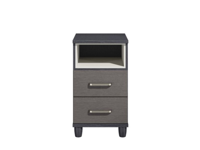 KT Deco Black And Graphite 2 Drawer Bedside Pod Chest