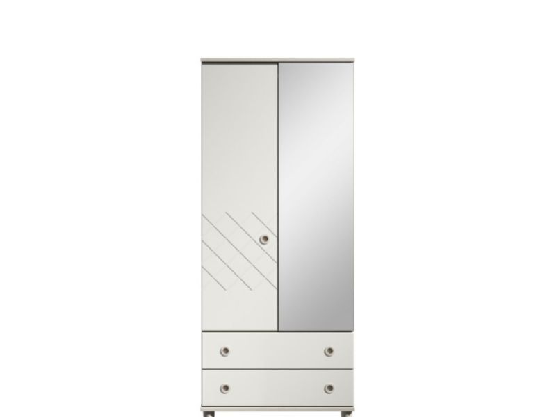 KT Geo White 2 Door Mirrored Gents Wardrobe