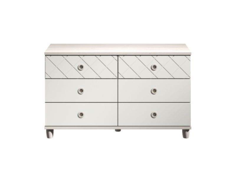 KT Geo White 6 Drawer Chest