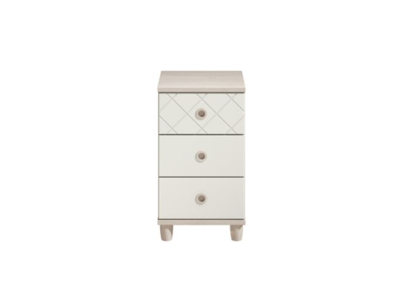 KT Geo White 3 Drawer Narrow Chest