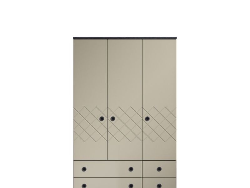 KT Geo Soft Grey And Black 3 Door Gents Wardrobe