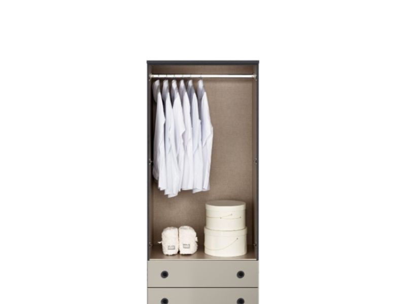 KT Geo Soft Grey And Black 2 Door Mirrored Gents Wardrobe