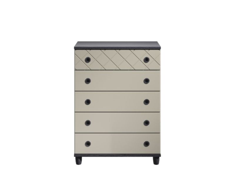 KT Geo Soft Grey And Black 5 Drawer Large Chest