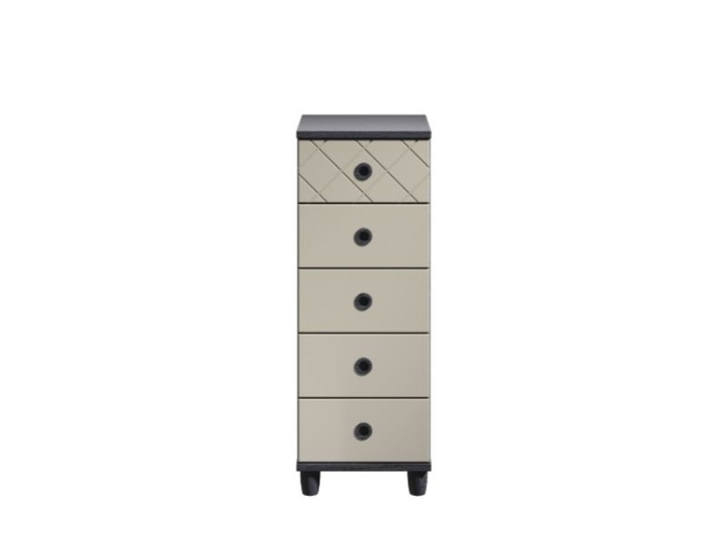 KT Geo Soft Grey And Black 5 Drawer Narrow Chest