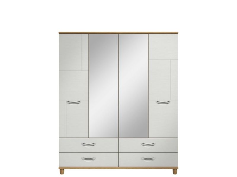 KT Moda White 4 Door Mirrored Gents Wardrobe