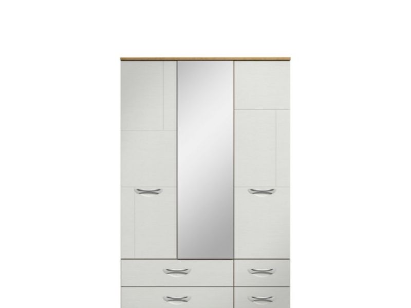 KT Moda White 3 Door Mirrored Gents Wardrobe
