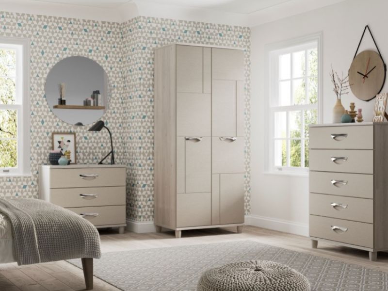KT Moda Cashmere And Elm 3 Door Mirrored Wardrobe