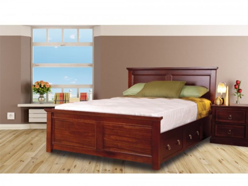 Sweet Dreams Wagner 5ft kingsize Bed Frame with Under Bed Drawers in Mahogany