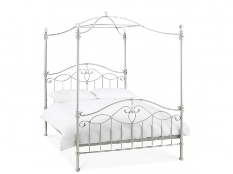 Bentley Elena 5ft Kingsize Shiny Nickel Canopy Metal Bed