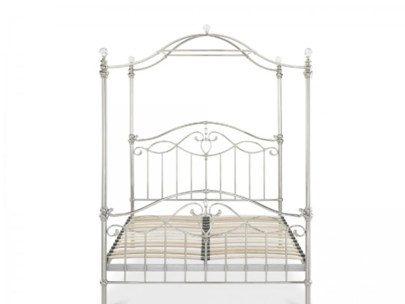 Bentley Elena 4ft6 Double Shiny Nickel Canopy Metal Bed