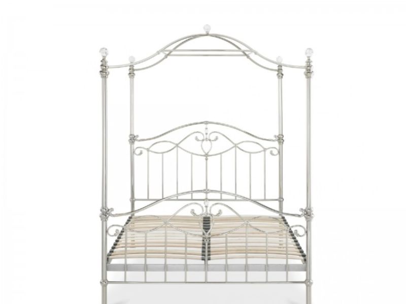 Bentley Elena 5ft Kingsize Shiny Nickel Canopy Metal Bed