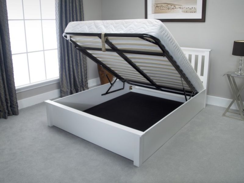 Emporia Freya 5ft Kingsize White Wooden Ottoman Bed