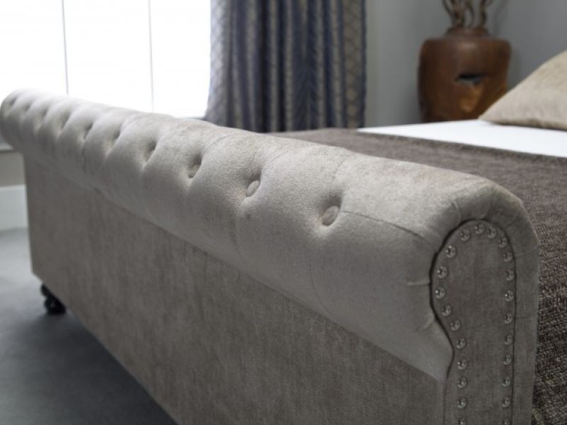 Emporia Oxford 5ft Kingsize Stone Fabric Ottoman Bed