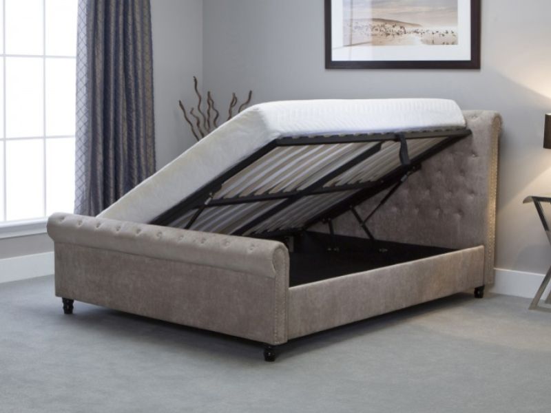 Emporia Oxford 6ft Super Kingsize Stone Fabric Ottoman Bed
