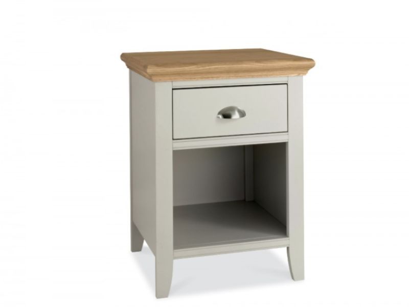 Bentley Designs Hampstead Soft Grey And Oak 1 Drawer Nightstand