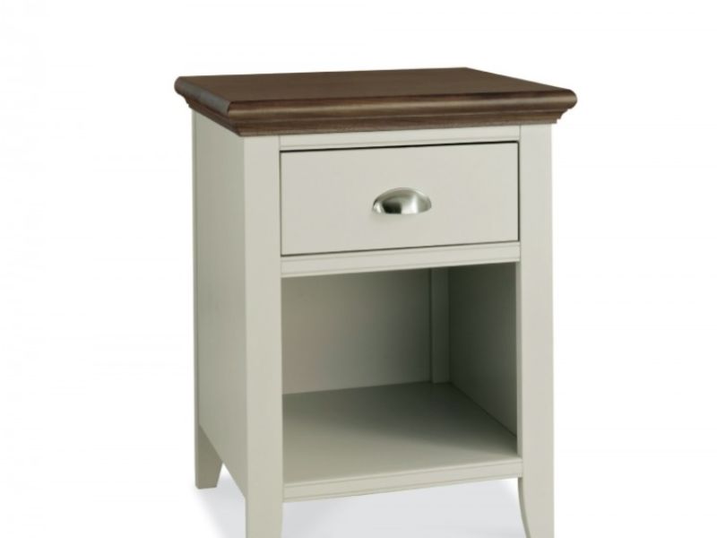 Bentley Designs Hampstead Soft Grey And Walnut 1 Drawer Nightstand