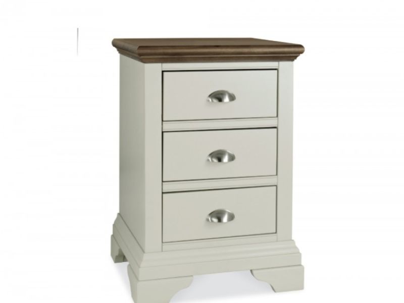 Bentley Designs Hampstead Soft Grey And Walnut 3 Drawer Nightstand