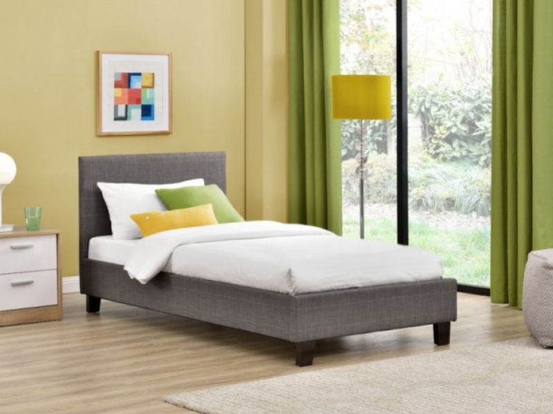 Birlea Berlin 3ft Single Grey Check Fabric Bed Frame