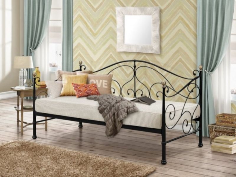 Birlea Milano 3ft Single Black Metal Day Bed