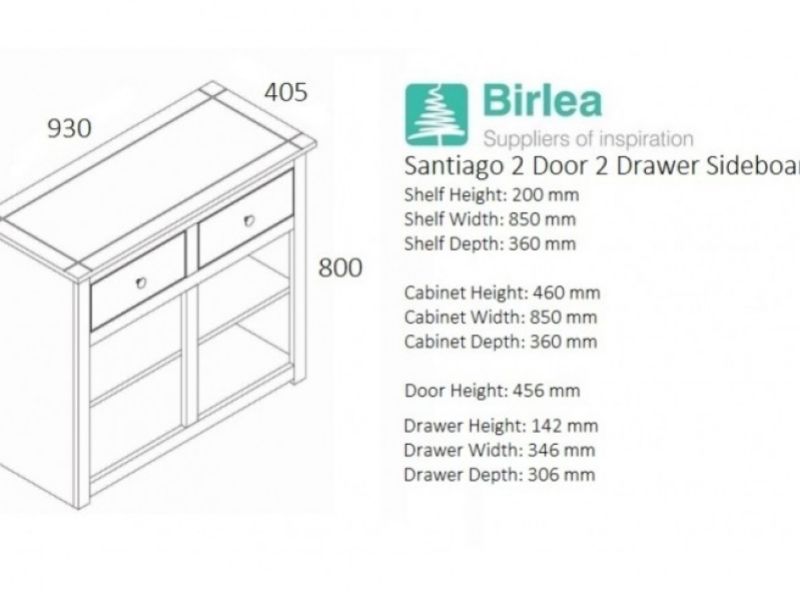 Birlea Santiago 2 Door Sideboard