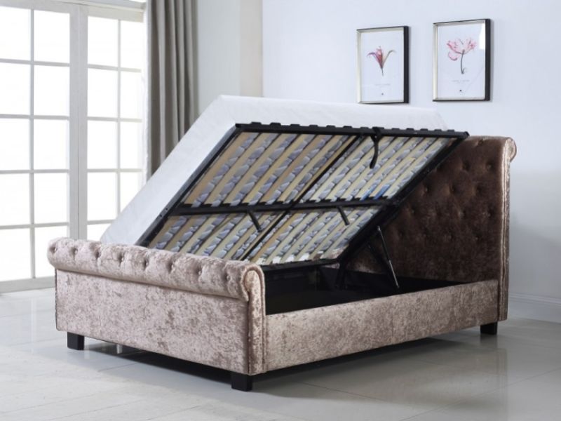 Flintshire Whitford 5ft Kingsize Mink Fabric Side Lift Ottoman Bed