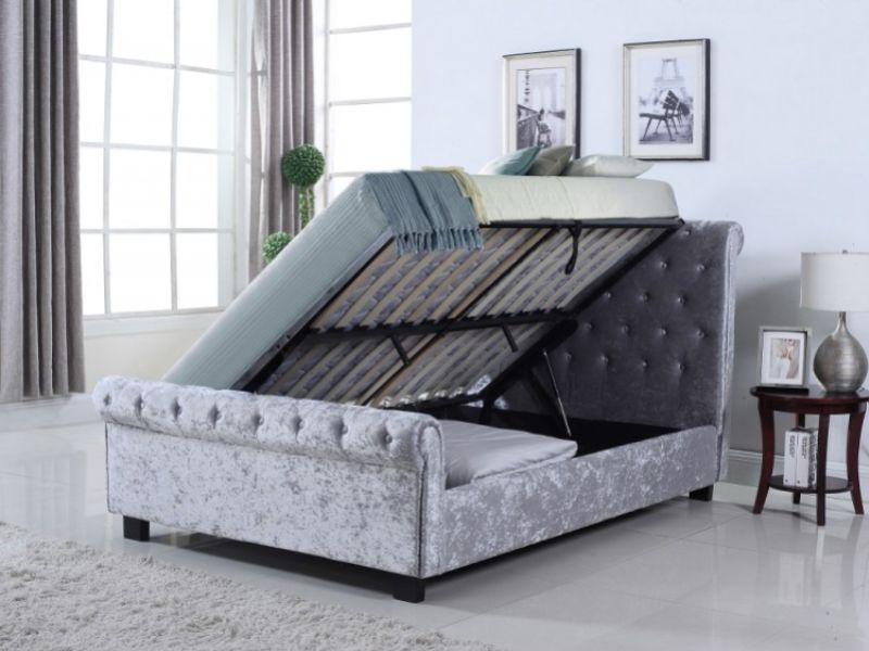 Flintshire Whitford 4ft6 Double Silver Fabric Side Lift Ottoman Bed