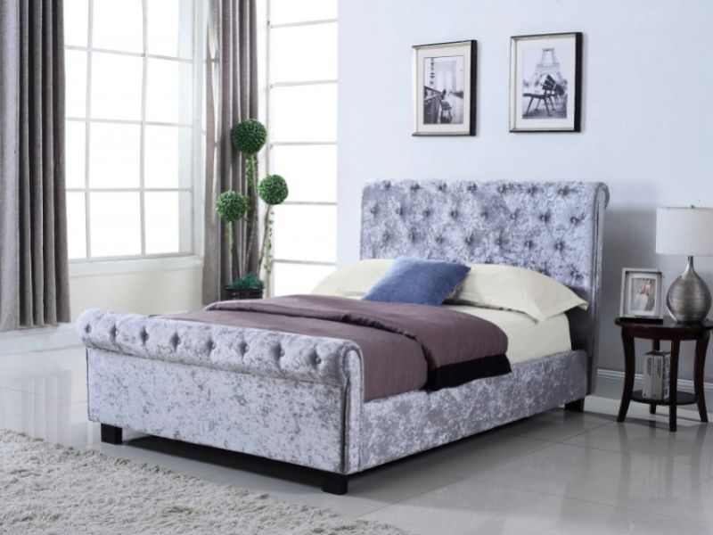 Flintshire Whitford 4ft6 Double Silver Fabric Side Lift Ottoman Bed