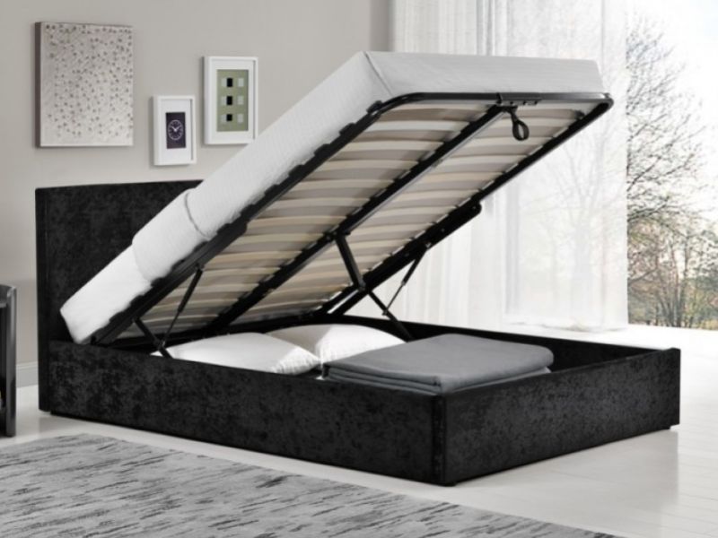Birlea Berlin 3ft Single Black Crushed Velvet Fabric Ottoman Bed