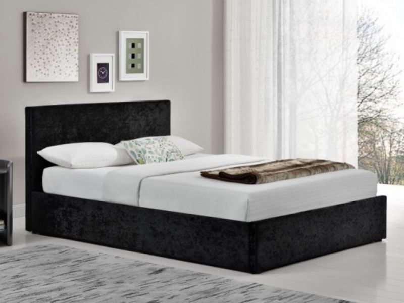 Birlea Berlin 5ft Kingsize Black Crushed Velvet Fabric Ottoman Bed