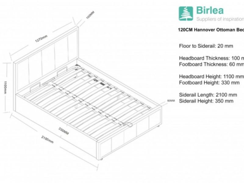 Birlea Hannover 4ft Small Double Grey Fabric Ottoman Bed