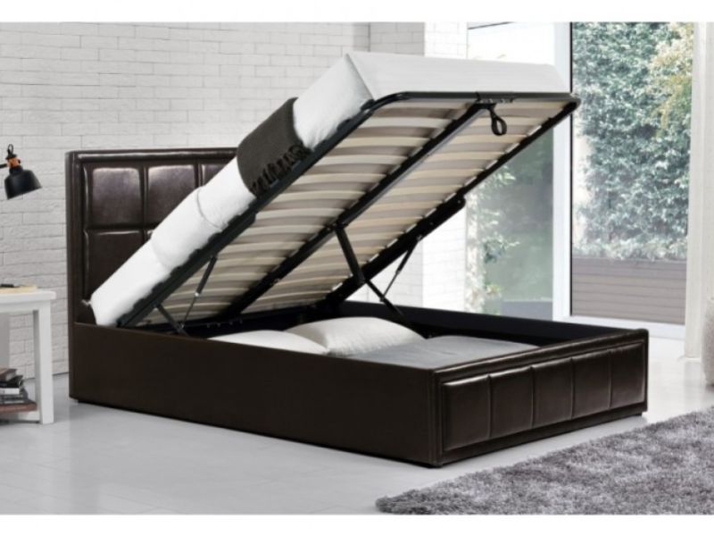 Birlea Hannover 4ft6 Double Brown Faux Leather Ottoman Bed