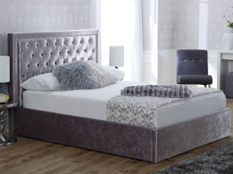 Limelight Rhea 5ft Kingsize Crushed Ice Velvet Fabric Ottoman Bed Frame
