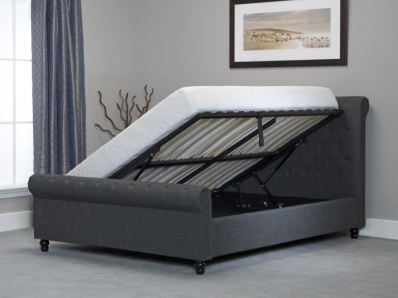 Emporia Oxford 5ft Kingsize Grey Fabric Ottoman Bed