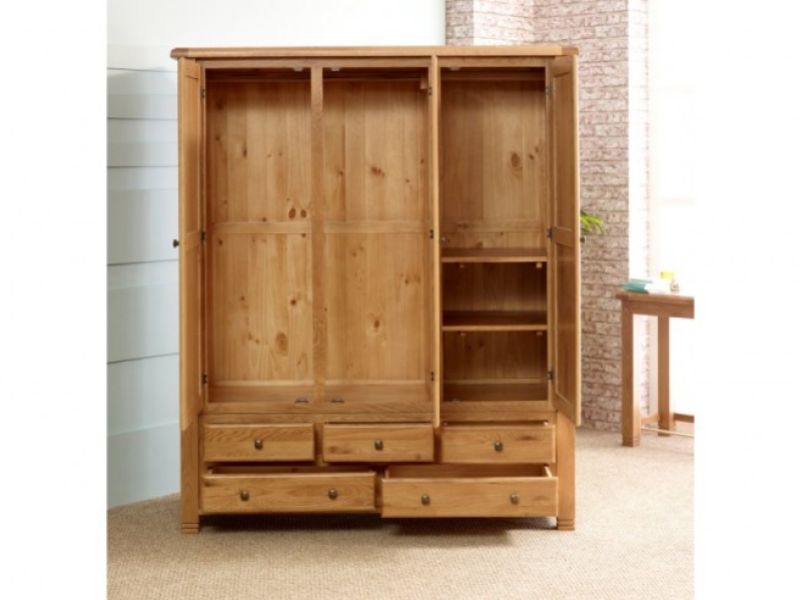 Birlea Woodstock 3 Door 5 Drawer Oak Wardrobe