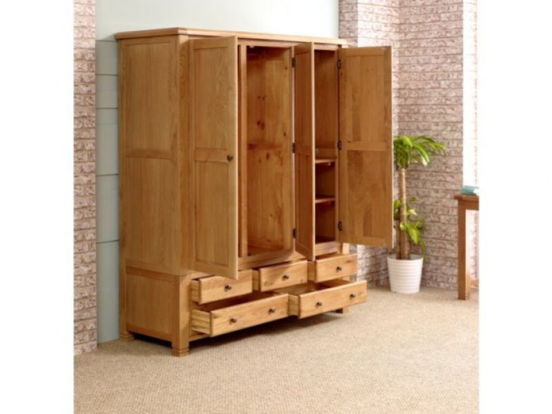 Birlea Woodstock 3 Door 5 Drawer Oak Wardrobe