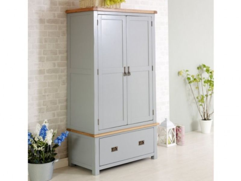 Birlea New Hampshire Grey 2 Door 1 Drawer Wardrobe