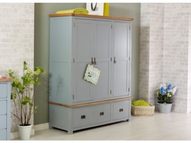 Birlea New Hampshire Grey 3 Door 2 Drawer Wardrobe