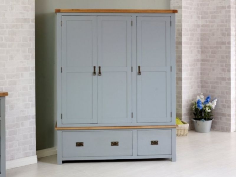 Birlea New Hampshire Grey 3 Door 2 Drawer Wardrobe