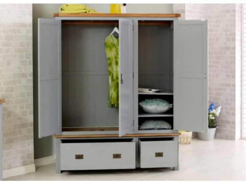 Birlea New Hampshire Grey 3 Door 2 Drawer Wardrobe