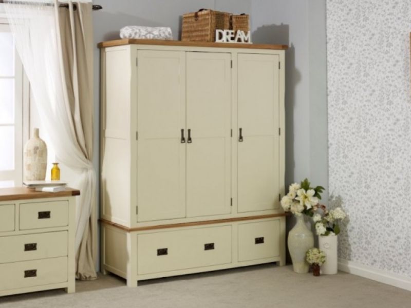 Birlea New Hampshire Cream And Oak 3 Door 2 Drawer Wardrobe