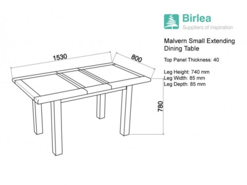 Birlea Malvern Oak Small Extending Dining Table