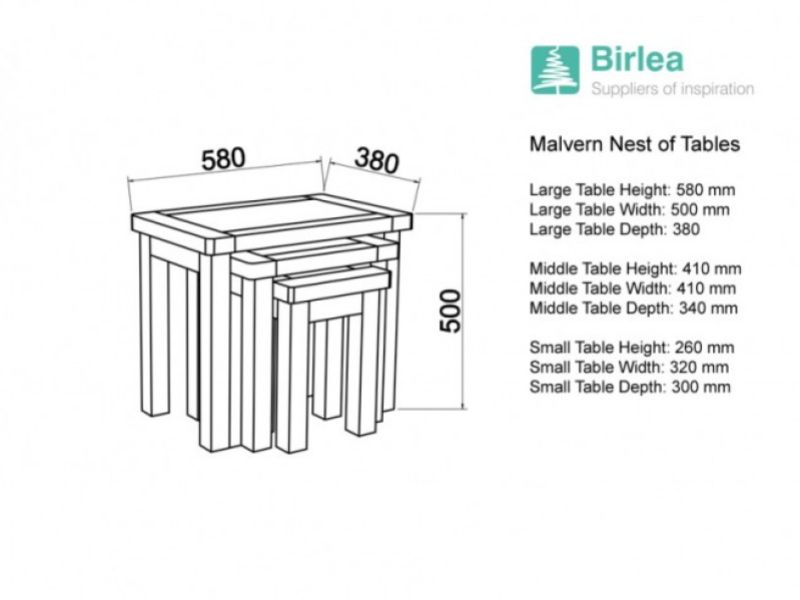 Birlea Malvern Oak Nest Of Tables