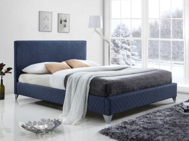 Time Living Brooklyn 4ft6 Double Blue Fabric Bed Frame