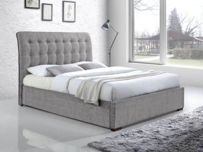 Time Living Hamilton 6ft Super Kingsize Light Grey Fabric Bed Frame